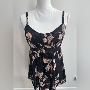 INC International Concepts Black and Pink Floral Camisole